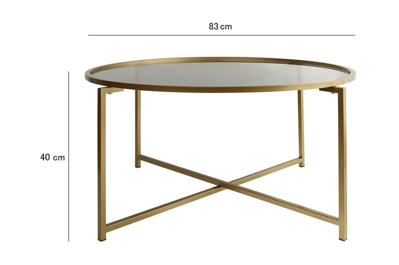 Rowman Soffbord 83 cm Runt - Guld/Rökfärgat Glas - Möbler - Bord