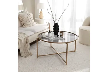 Rowman Soffbord 83 cm Runt - Guld/Rökfärgat Glas - Möbler - Bord