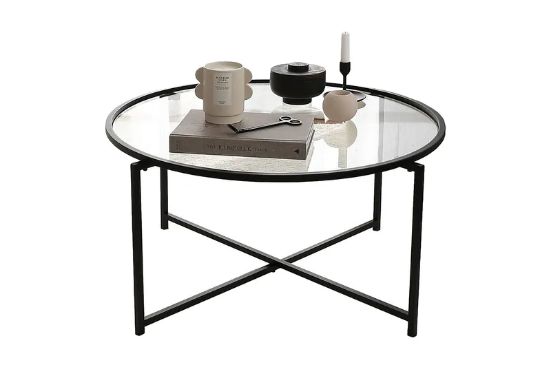 Rowman Soffbord 83 cm Runt - Svart/Glas - Möbler - Bord