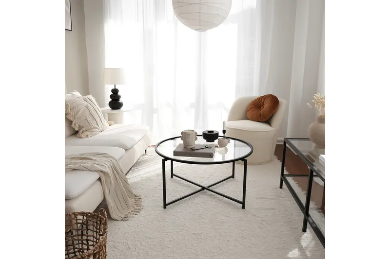 Rowman Soffbord 83 cm Runt - Svart/Glas - Möbler - Bord