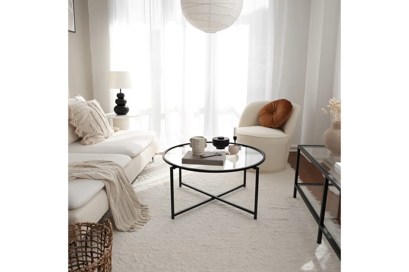 Rowman Soffbord 83 cm Runt - Svart/Glas - Möbler - Bord