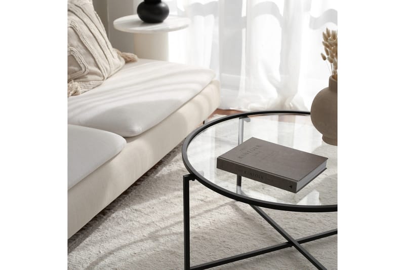 Rowman Soffbord 83 cm Runt - Svart/Glas - Möbler - Bord