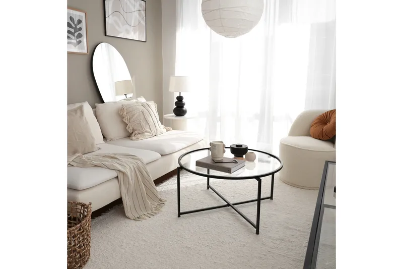 Rowman Soffbord 83 cm Runt - Svart/Glas - Möbler - Bord