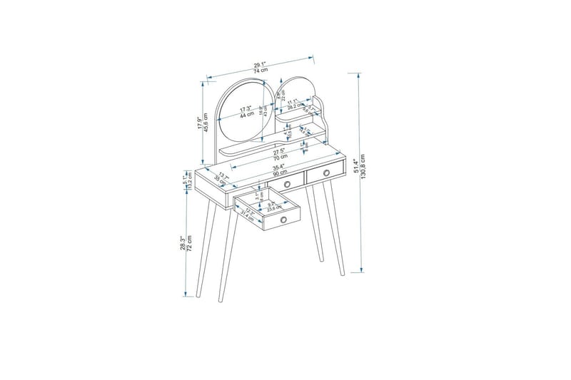 Ruges Sminkbord 74 cm - Antracit - Möbler - Bord
