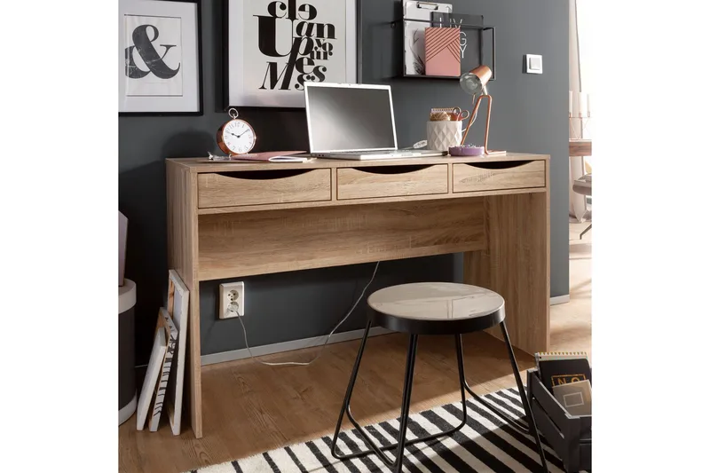 Ryea Skrivbord 120 cm med Förvaring 3 Lådor - Natur - Möbler - Bord