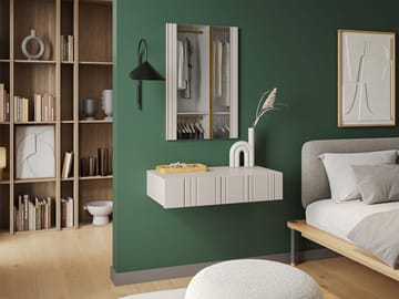 Rynlin Sminkbord med Förvaring och Lådor i Trä med Glasspegel - Beige - Möbler - Bord