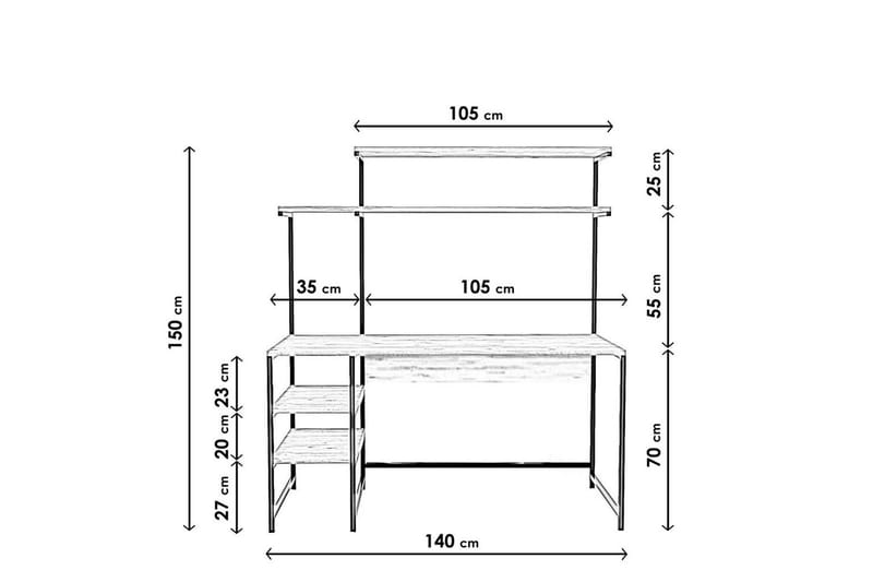 SALIENA Skrivbord 140x150x140 cm Ek - Skrivbord - Bord