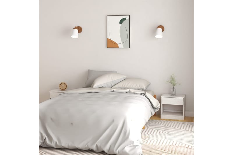 Sängbord 2 st 40x31x40 cm massiv furu vit - Vit - Möbler - Bord