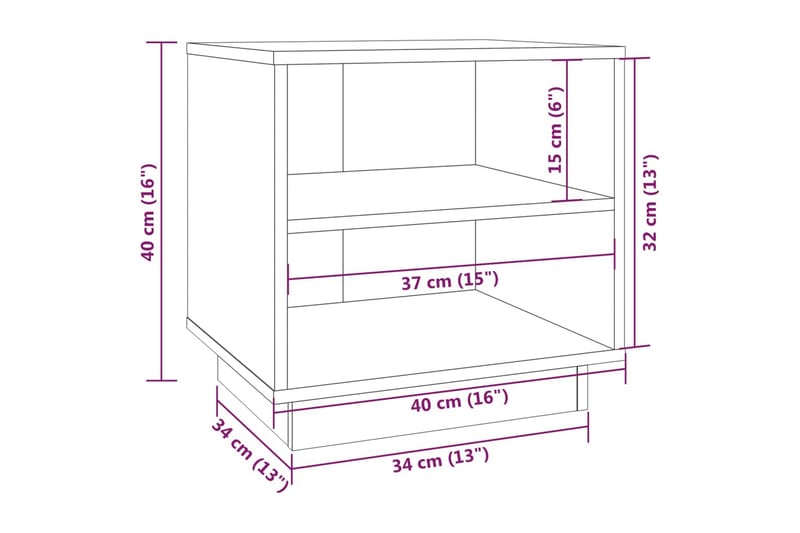 Sängbord 2 st 40x34x40 cm massiv furu - Brun - Sängbord - Bord