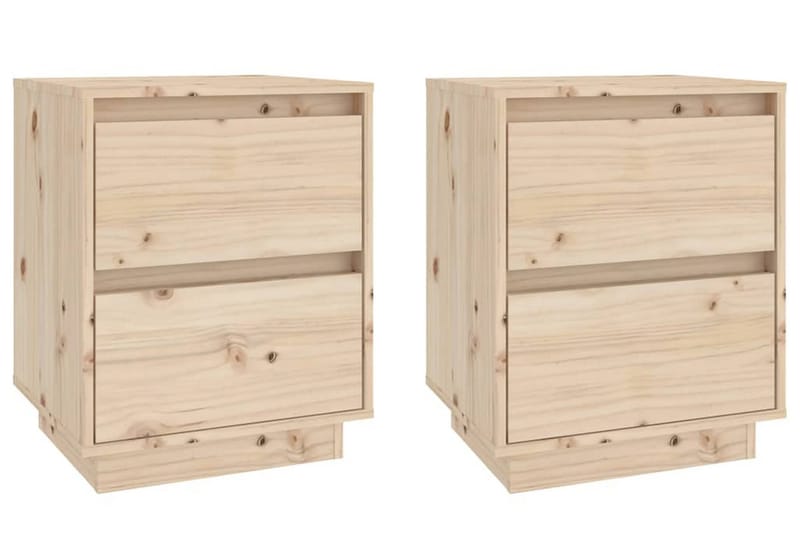 Sängbord 2 st 40x35x50 cm massiv furu - Brun - Möbler - Bord