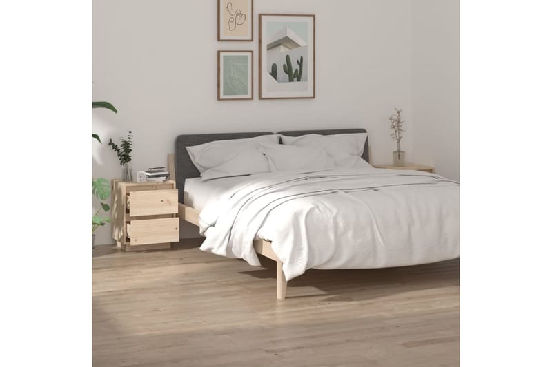 Sängbord 2 st 40x35x50 cm massiv furu - Brun - Sängbord - Bord
