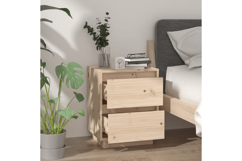 Sängbord 2 st 40x35x50 cm massiv furu - Brun - Möbler - Bord