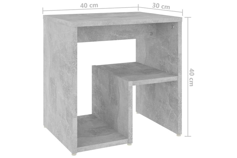 Sängbord 2 st betonggrå 40x30x40 cm spånskiva - Grå - Sängbord - Bord