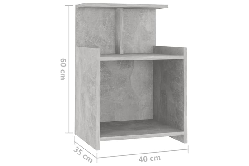 Sängbord 2 st betonggrå 40x35x60 cm spånskiva - Grå - Sängbord - Bord