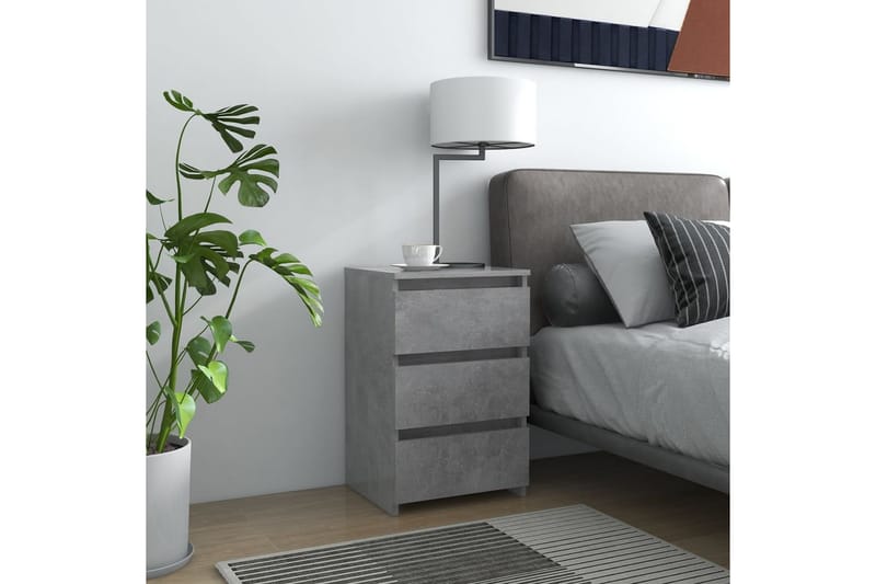 Sängbord 2 st betonggrå 40x35x62,5 cm spånskiva - Grå - Sängbord - Bord