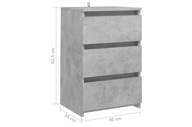 Sängbord 2 st betonggrå 40x35x62,5 cm spånskiva - Grå - Sängbord - Bord