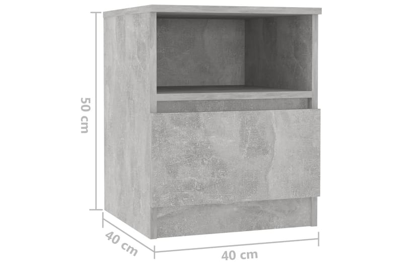 Sängbord 2 st betonggrå 40x40x50cm spånskiva - Grå - Sängbord - Bord