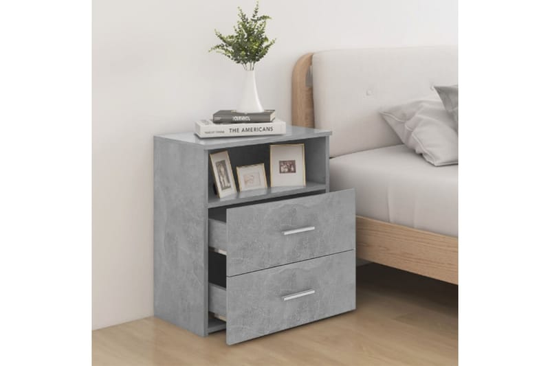 Sängbord 2 st betonggrå 50x32x60 cm - Grå - Möbler - Bord