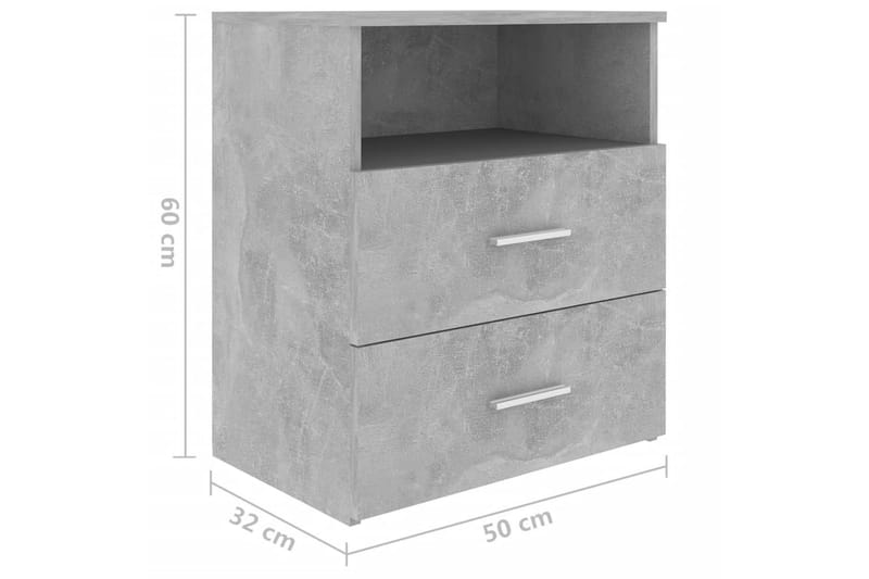 Sängbord 2 st betonggrå 50x32x60 cm - Grå - Möbler - Bord