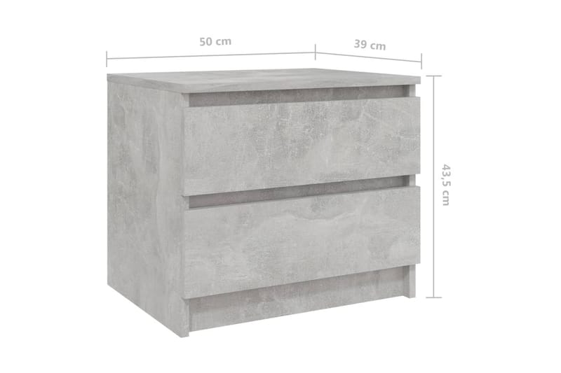 Sängbord 2 st betonggrå 50x39x43,5 cm spånskiva - Grå - Möbler - Bord