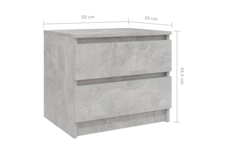 Sängbord 2 st betonggrå 50x39x43,5 cm spånskiva - Grå - Sängbord - Bord