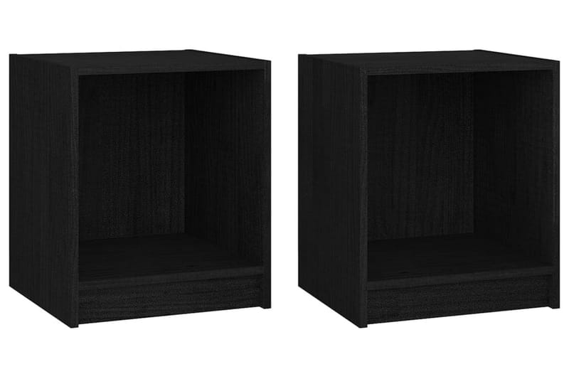 Sängbord 2 st svart 35,5x33,5x41,5 cm massivt furu - Svart - Sängbord - Bord