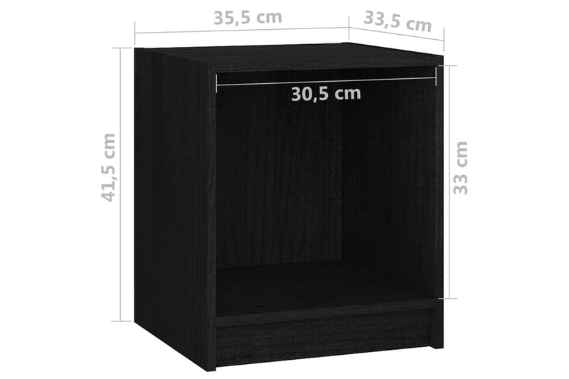 Sängbord 2 st svart 35,5x33,5x41,5 cm massivt furu - Svart - Sängbord - Bord