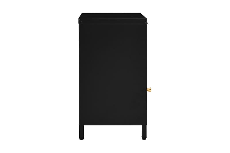 Sängbord 2 st svart 40x30x54,5 cm stål och glas - Svart - Sängbord - Bord