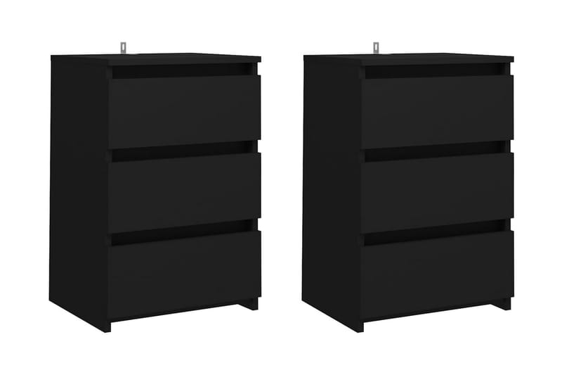 Sängbord 2 st svart 40x35x62,5 cm spånskiva - Svart - Sängbord - Bord