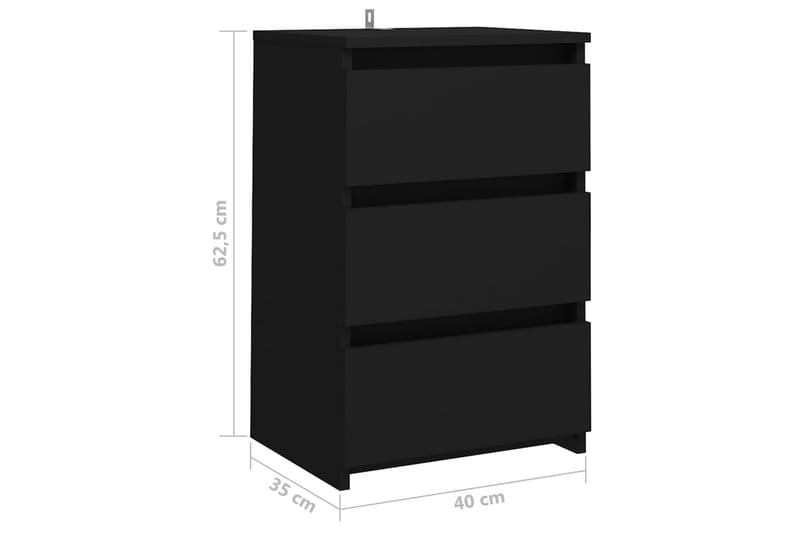 Sängbord 2 st svart 40x35x62,5 cm spånskiva - Svart - Sängbord - Bord