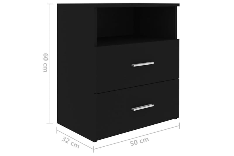 Sängbord 2 st svart 50x32x60 cm spånskiva - Svart - Sängbord - Bord
