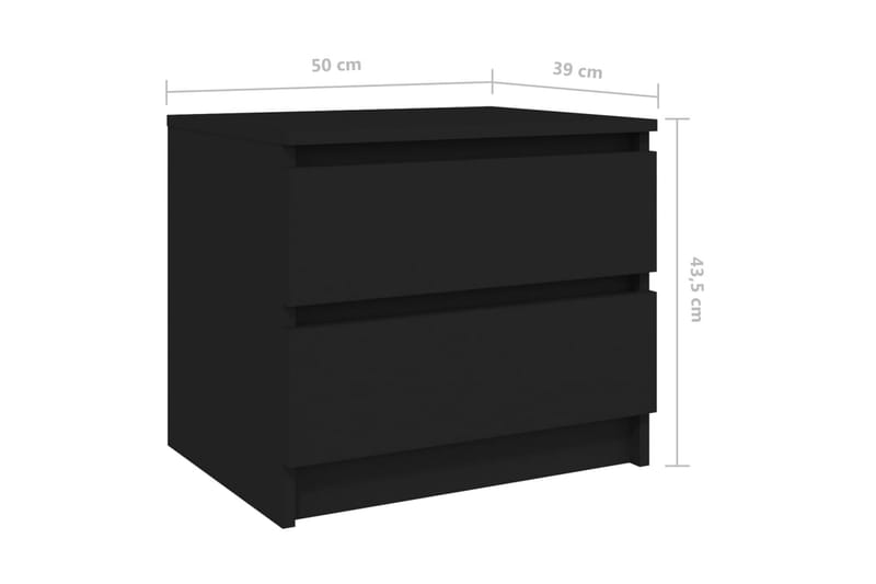 Sängbord 2 st svart 50x39x43,5 cm spånskiva - Svart - Sängbord - Bord