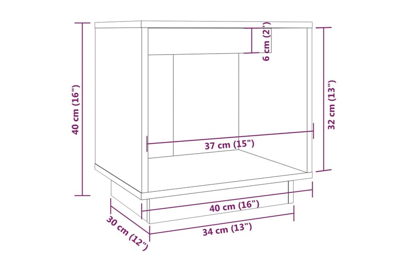 Sängbord 2 st vit 40x30x40 cm massiv furu - Vit - Sängbord - Bord