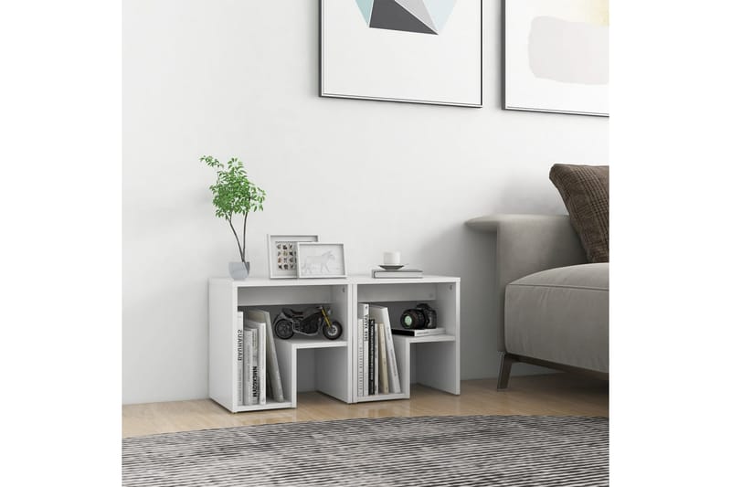 Sängbord 2 st vit 40x30x40 cm spånskiva - Vit - Möbler - Bord
