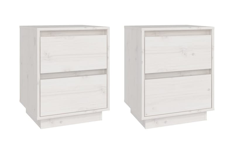 Sängbord 2 st vit 40x35x50 cm massiv furu - Vit - Möbler - Bord