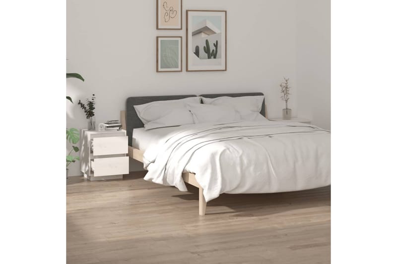 Sängbord 2 st vit 40x35x50 cm massiv furu - Vit - Möbler - Bord