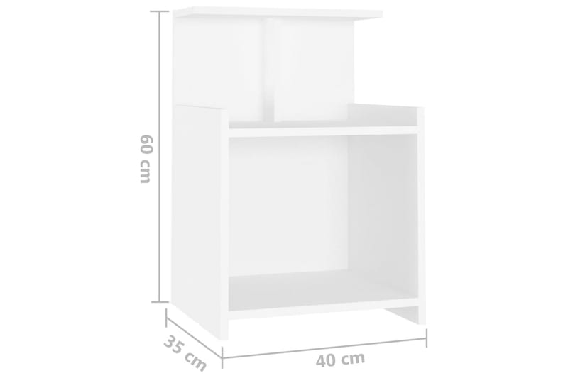 Sängbord 2 st vit 40x35x60 cm spånskiva - Vit - Möbler - Bord