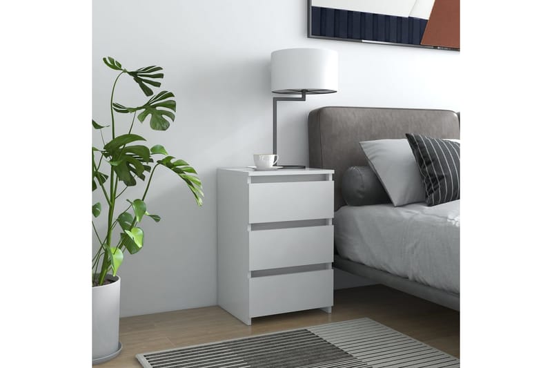 Sängbord 2 st vit 40x35x62,5 cm spånskiva - Vit - Möbler - Bord