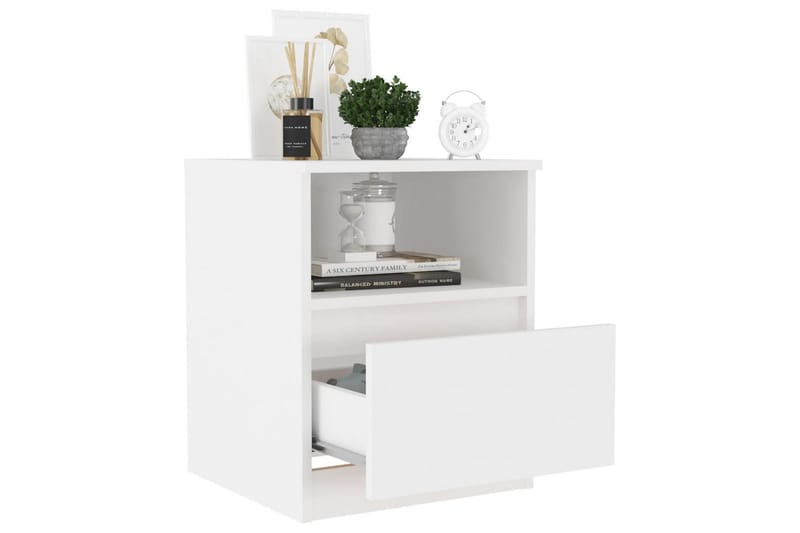 Sängbord 2 st vit 40x40x50 cm spånskiva - Vit - Möbler - Bord