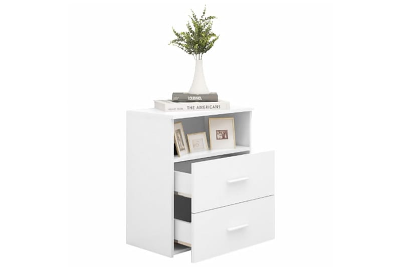Sängbord 2 st vit 50x32x60 cm spånskiva - Vit - Möbler - Bord