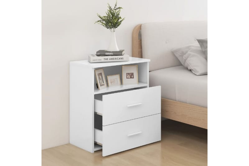 Sängbord 2 st vit 50x32x60 cm spånskiva - Vit - Möbler - Bord