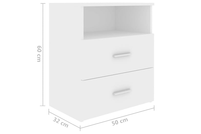 Sängbord 2 st vit 50x32x60 cm spånskiva - Vit - Möbler - Bord