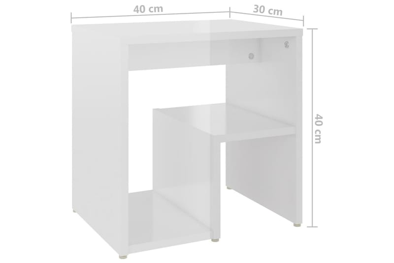 Sängbord 2 st vit högglans 40x30x40 cm spånskiva - Vit - Sängbord - Bord