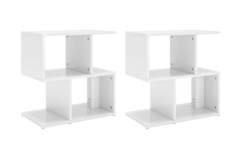 Sängbord 2 st vit högglans 50x30x51,5 cm spånskiva - Vit - Möbler - Bord