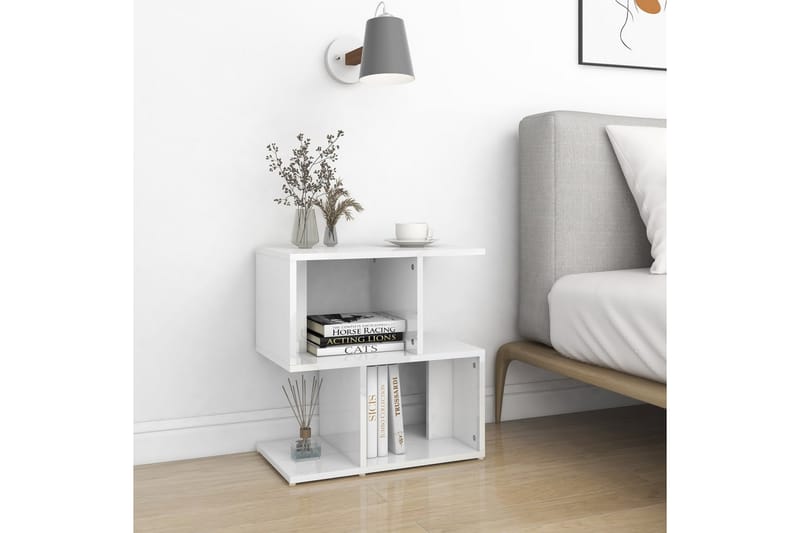 Sängbord 2 st vit högglans 50x30x51,5 cm spånskiva - Vit - Möbler - Bord