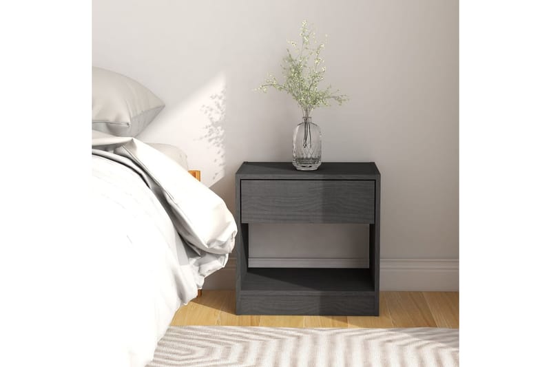 Sängbord 40x31x40 cm massiv furu grå - Grå - Sängbord - Bord
