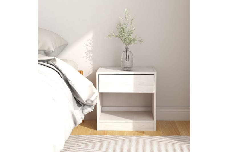 Sängbord 40x31x40 cm massiv furu vit - Vit - Möbler - Bord