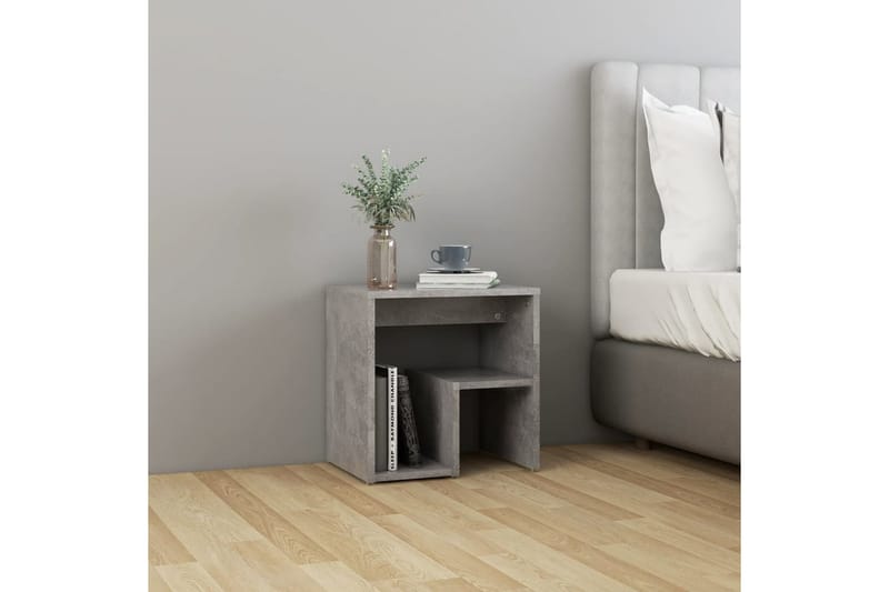 Sängbord betonggrå 40x30x40 cm spånskiva - Grå - Möbler - Bord