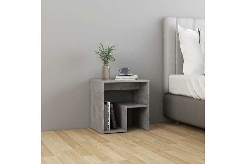 Sängbord betonggrå 40x30x40 cm spånskiva - Grå - Sängbord - Bord