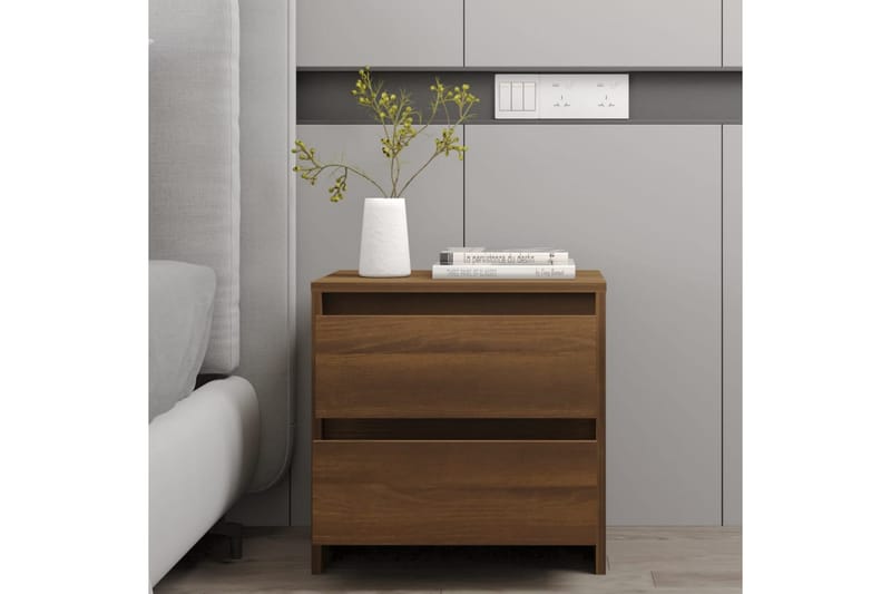 Sängbord brun ek 45x34,5x44,5 cm spånskiva - Brun - Möbler - Bord